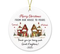Ornement en Céramique Merci D'Être De Si Bons Voisins Céramique À Suspendre Pendentif Décoration d'arbre De Noël Esthétique Boule De Noëls pour Home Decor Maison Fête 7.3Cm