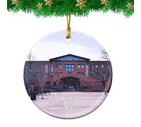 Ornement en Céramique Musée des Trésors Mondiaux De Wichita, Kansas Travel Céramique À Suspendre Personnalisée Pendentifs Décoration Détachables Ornements d'arbre De Noël pour Fête Maison 7.3CM