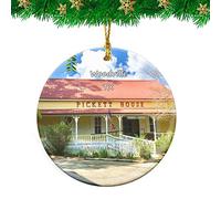 Ornement en Céramique Musée du Village du Patrimoine De Woodville, Texas Travel Céramique À Suspendre Détachables Ornements d'arbre De Noël Esthétique Boule De Noëls pour Maison Fête 7.3CM