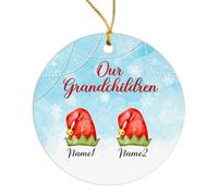 Ornement en Céramique Nos Petits-Enfants Céramique À Suspendre Personnalisée Boule De Noëls pour Maison Enfant Home Decor 7.3 CM