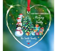 Ornement en Céramique Notre Premier Noël en Tant Que Maman Et Papa Céramique À Suspendre Vintage Décoration D'Arbres De Noëls pour Maison Fête De Vacances Home Decor 7.3 Cm