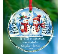 Ornement en Céramique Notre Premier Noël Marié Céramique À Suspendre Personnalisée Boule De Noëls pour Enfant Fête De Vacances Fête du Nouvel 7.3 Cm
