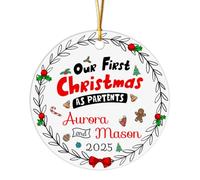 Ornement en Céramique Notre Première en Tant Que Parents Céramique À Suspendre Esthétique Ornements d'arbre De Noël pour Home Decor Maison Fête du Nouvel 7.3 CM