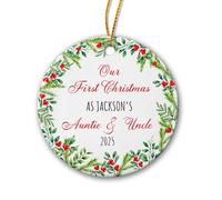 Ornement en Céramique Notre Première Fois en Tant Que Tante Et Oncle Céramique À Suspendre Esthétique Boule De Noëls Vintage Décoration d'arbre De Noël pour Maison Home Decor Fête