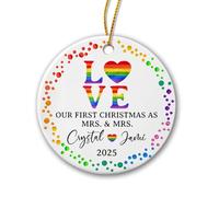 Ornement en Céramique Nous Avons Adoré Notre Premier Noël en Tant Que Mme Et Mme Céramique À Suspendre Vintage Ornements d'arbre De Noël Personnalisée Boule De Noëls pour Fête Home Decor Maison