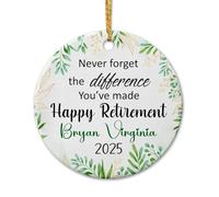 Ornement en céramique personnalisé avec nom/texte de retraite, n'oubliez jamais la différence que vous faites ornement cadeau pour collègue, décoration en céramique personnalisée de Noël 2025