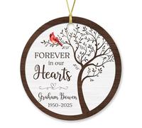 Ornement en Céramique pour Toujours dans Nos Cœurs Céramique À Suspendre Pendentif Pendentifs Décoration Vintage Décoration d'arbre De Noël pour Fête Home Decor Enfant 7.3Cm