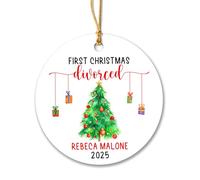 Ornement en Céramique Premier Divorce Personnalisé 2025 Arbre De Noël Ornements Esthétique Décoration d'arbre De Noël Détachables Pendentifs Décoration pour Fête Enfant Home Decor 7.3CM