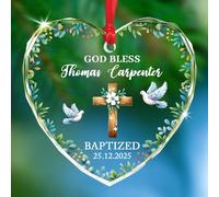 Ornement en Céramique Que Dieu Bénisse Les Baptisés Céramique À Suspendre Esthétique Boule De Noëls pour Fête De Vacances Home Decor Enfant 7.3 Cm