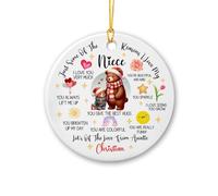 Ornement en Céramique Quelques-Unes des Raisons pour Lesquelles J'aime Ma Nièce Céramique À Suspendre Détachables Ornements d'arbre De Noël Personnalisée Pendentifs Décoration pour Fête 7.3CM