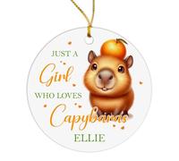 Ornement en Céramique Qui Aime Juste Une Fille Capybaras Arbre De Noël Ornements Personnalisée Ornements d'arbre De Noël pour Enfant Home Decor Fête De Vacances 7.3 CM