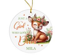 Ornement en Céramique Qui Aime Juste Une Fille Deers Céramique À Suspendre Personnalisée Ornements d'arbre De Noël pour Home Decor Maison Fête du Nouvel 7.3 CM