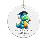 Ornement en Céramique Remise des Diplômes des Dinosaures Arbre De Noël Ornements Esthétique Ornements d'arbre De Noël pour Home Decor Fête De Vacances Enfant 7.3 CM