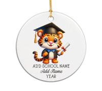 Ornement en Céramique Remise des Diplômes du Tigre Céramique À Suspendre Personnalisée Décoration D'Arbres De Noëls pour Fête De Vacances Home Decor Fête du Nouvel 7.3 CM