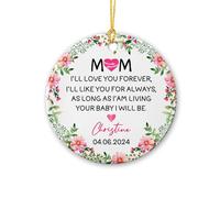 Ornement en Céramique Tant Que Je Vivrai, Je Serai Ton Bébé. Céramique À Suspendre Détachables Ornements d'arbre De Noël Esthétique Boule De Noëls pour Fête du Nouvel Maison Home Decor 7.3CM