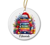Ornement en Céramique Tout Ce Que Je Veux, Ce sont des Livres. Céramique À Suspendre Détachables Boule De Noëls Personnalisée Décoration d'arbre De Noël pour Fête Home Decor Maison