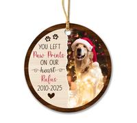 Ornement en Céramique Tu As Laissé des Empreintes De Pattes sur Nos Cœurs Céramique À Suspendre Détachables Ornements d'arbre De Noël Esthétique Pendentifs Décoration pour Fête Home Decor Enfant