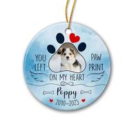 Ornement en Céramique Tu As Laissé Une Empreinte De Patte sur Mon Cœur Céramique À Suspendre Personnalisée Boule De Noëls Vintage Décoration d'arbre De Noël pour Home Decor Enfant Maison