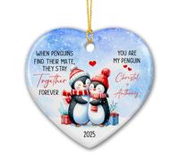 Ornement en Céramique Tu ES Mon Pingouin Céramique À Suspendre Vintage Boule De Noëls Embellissement Ornements d'arbre De Noël pour Fête Arbre De Noël Maison