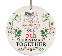 Ornement en Céramique Un Couple De Chats Mariés, Amoureux, Fête Ses 5 Ans De Mariage. Pendentifs Décoration Rétro Ornements d'arbre De Noël Vintage Céramique À Suspendre pour Maison De Noël