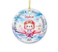 Ornement en Céramique Un Vœu pour l'enfant Le Plus Joyeux Céramique À Suspendre Vintage Ornements d'arbre De Noël Esthétique Pendentifs Décoration pour Fête Arbre De Noël Home Decor