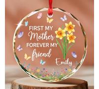 Ornement en Céramique Verre, d'abord Ma Mère, pour Toujours Mon Amie Céramique À Suspendre Vintage Ornements d'arbre De Noël Personnalisée Pendentifs Décoration pour Enfant Home Decor Maison