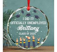 Ornement en Céramique Verre, J'Ai Réussi, Officiellement Au Chômage Céramique À Suspendre Esthétique Ornements d'arbre De Noël Vintage Boule De Noëls pour Enfant Fête Home Decor