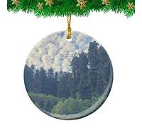 Ornement en Céramique Voyage À Redwood Crescent City en Californie Céramique À Suspendre Personnalisée Ornements d'arbre De Noël Détachables Pendentifs Décoration pour Fête Maison 7.3CM