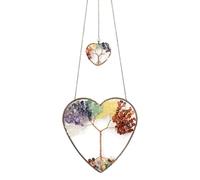 Ornement en cristal chakra en forme de cœur d'arbre en cristal à suspendre pour maison, chambre à coucher, fenêtre, décoration murale, beau cadeau pour femmes et filles, anniversaire, Noël