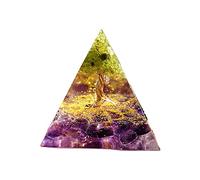 Ornement en Cristal, Pierre Précieuse Pyramide d'Améthyste, Arbre de Vie Pyramide Reiki Guérison Cristal Pyramide Ornement de Bureau Décoration de la Maison pour la Méditation 6cm