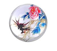 Ornement en cristal pivoine fleur hirondelle oiseau verre hémisphère presse-papier demi-boule Figurine fait à la main Art cadeau maison bureau Table ornement boule