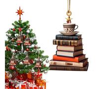 Ornement en Forme De Livre pour l'arbre De Noël - 8x5 Cm en Acrylique 2D | Pendent De Les Amateurs De Livres, pour Accrocher l'arbre De Noël pour Fêtes, Seuils De Fenêtre,