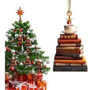 Ornement en Forme De Livre pour l'arbre De Noël - 8x5 Cm en Acrylique 2D | Pendent De Les Amateurs De Livres, pour Accrocher l'arbre De Noël pour Fêtes, Seuils De Fenêtre,