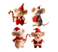 Ornement en laine feutrée fait main, adorable souris de Noël avec chapeau de sorcière, mignonne figurine de souris en laine feutrée à l'aiguille, animal en laine feutrée à collectionner, cadeaux