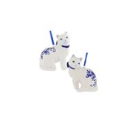 Ornement en porcelaine Delft Blue Cat Set Of 2