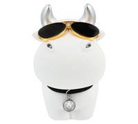 Ornement en Résine Bœuf Créatif pour Voiture, Décor Intérieur Blanc | Effet Décoratif, Ambiance Festive, Style Mignon et Vivant, Usage Voiture et Nouvel An, Finition PVC