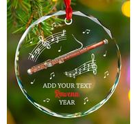 Ornement en verre Bassooniste de Noël 2025 souvenir, texte personnalisé/année/nom de basson, décoration de Noël personnalisée, instrument de musique, cadeau pour joueur de basson, arbre de Noël à