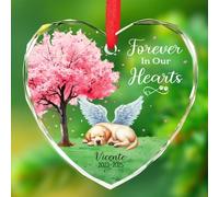 Ornement en verre de condoléances du Labrador Retriever 2025, nom et année personnalisés Labrador Retriever dans nos cœurs, ornements de Noël, décorations commémoratives en verre pour chien, ange