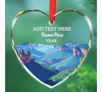 Ornement en verre de monument australien de Noël 2025, ornement de Noël personnalisé de paysage de montagnes bleues, souvenirs de voyage en Australie Ornements de Noël, texte personnalisé/nom souvenir