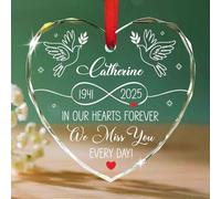 Ornement en verre personnalisé pour honorer les membres de la famille perdue, dans nos cœurs pour toujours nous manquer de vous, cadeau de Noël personnalisé du ciel