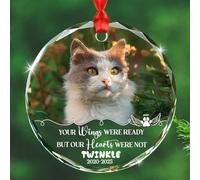 Ornement en verre photo personnalisé pour papa, maman, perte d'un chat, vos ailes étaient prêtes mais nos cœurs n'étaient pas un souvenir pour condoléances, année et nom personnalisés