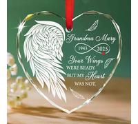 Ornement en verre « Your Wings were Ready But My Heart was Not » pour sapin de Noël, décoration commémorative personnalisée en forme d'aile d'ange cadeau pour ceux qui perdent leurs proches