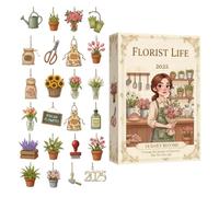 Ornement floral compte à rebours de Noël - acrylique 2D motif floral, calendrier de l'Avent à fleurs - pour vacances, fêtes, salle de ureau, mur, arbre, garçons adultes, famille