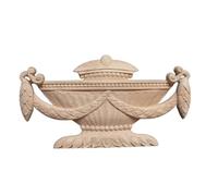 Ornement floral décoratif en bois d'hévéa - Décoration murale pour surfaces de meubles - Style traditionnel - Applique sculptée de porte vintage
