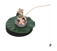 Ornement Flottant Aquarium Pêcheur Assis Décor Réaliste Interactif 1 Set | Base Feuille, Canne à Pêche Réaliste, Structure Stable, Pvc Métal Mousse 6, 5x4, 8x4, 2cm