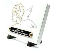 Ornement funéraire Ange Or | Plaque mortuaire blanche | Pierre tombale | Decoration tombe cimetiere (PETIT 15x20CM)