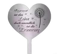 Ornement funéraire en acier inoxydable en forme de cœur, décoration funéraire élégante pour honorer vos proches dans les jardins commémoratifs et les cimetières 28 x 12 cm (B)