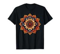 Ornement géométrique Floral Mandala, Orange et Bleu T-Shirt