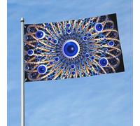 Ornement Grec Mati Mataki Matiasma Evil Eye Bannière Drapeau Solide Drapeaux Pour Pelouse Extérieur Mur 3X5Ft