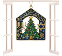 Ornement Hanoukka en Acrylique - Décoration d'arbre Menorah 2D pour Noël & Hanoukka | 8x8cm Célébration De La Lumière Et De La | Décoration Suspendue Polyvalente pour Maison, Café & Fête